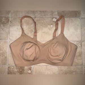 Honey Love Crossover Bra Sz Large 38 B/C Nude Beige Wireless With Pads